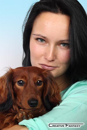 Fotografie Studio Portrait Frau mit Hund